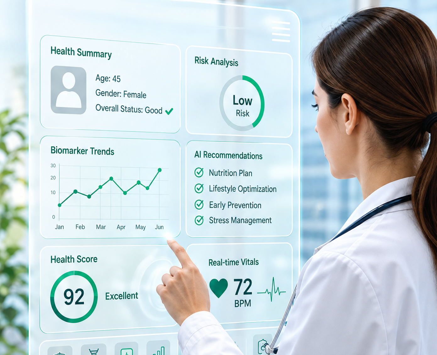 Doctor reviewing modern health optimisation data